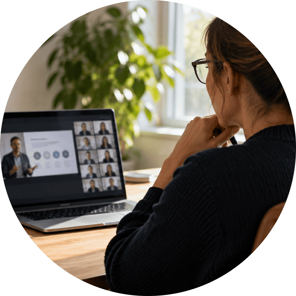 A business owner joining a TrackZero webinar